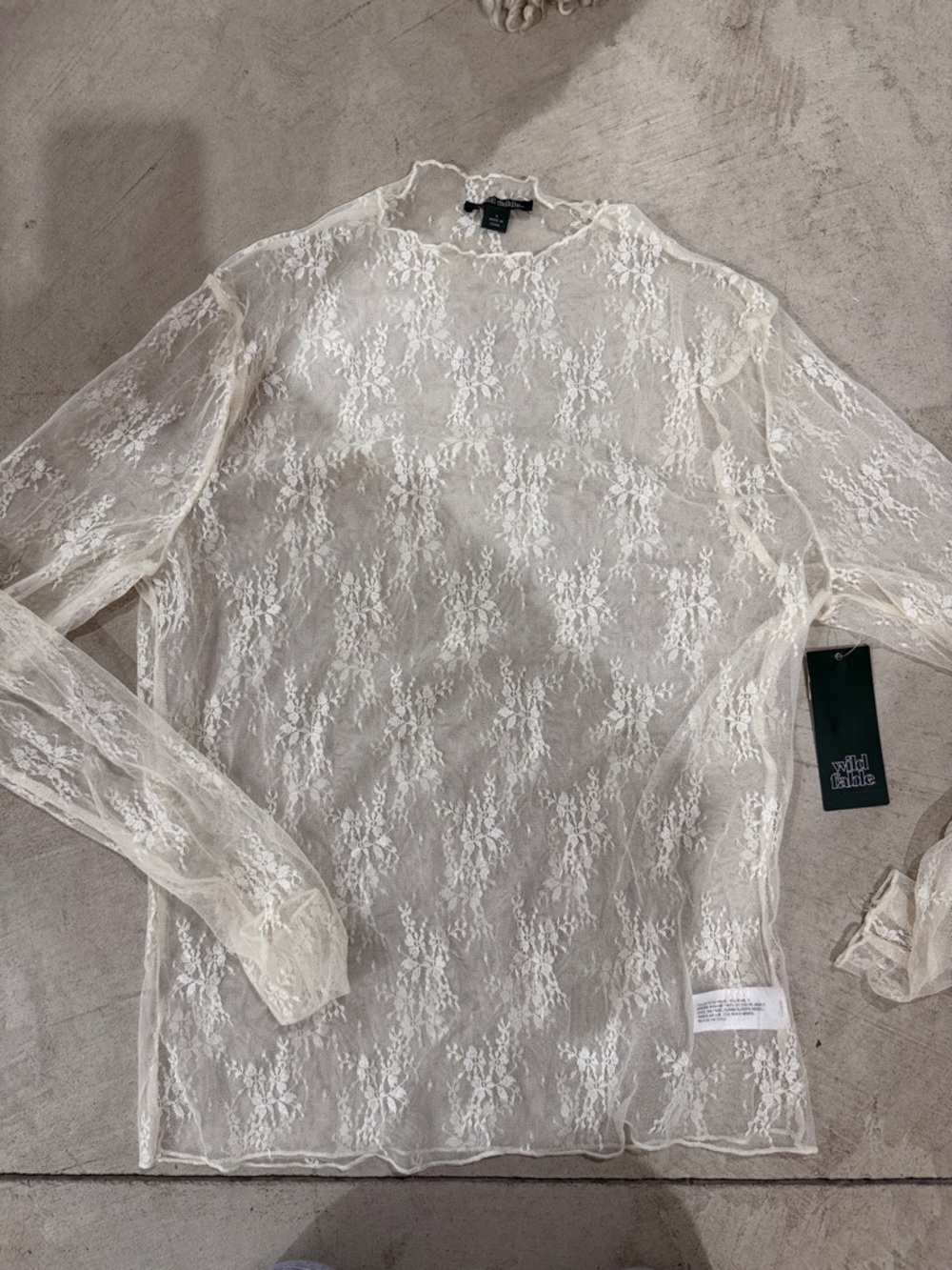 wild fable Sheer Lace Long-Sleeve Top - Ivory/Cream